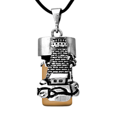 Lighthouse Brown Ash Urn Necklace